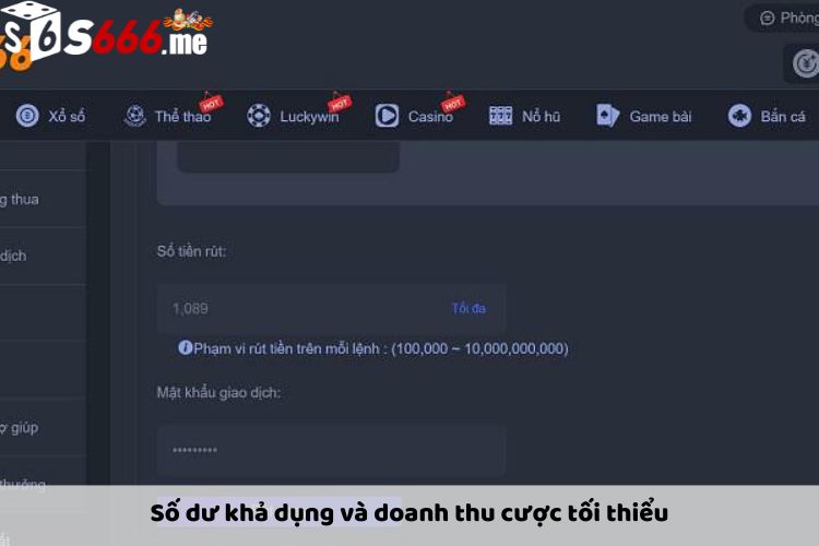 Số dư khả dụng và doanh thu cược tối thiểu
